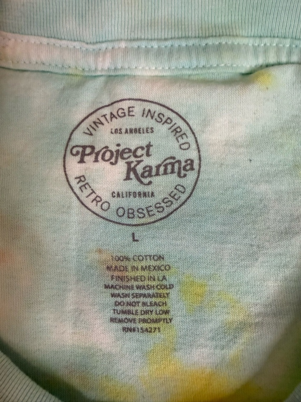 Project Karma Havana Tie Dye Tee L Retro Y2K Pastel Graphic Shirt - Picture 5 of 8